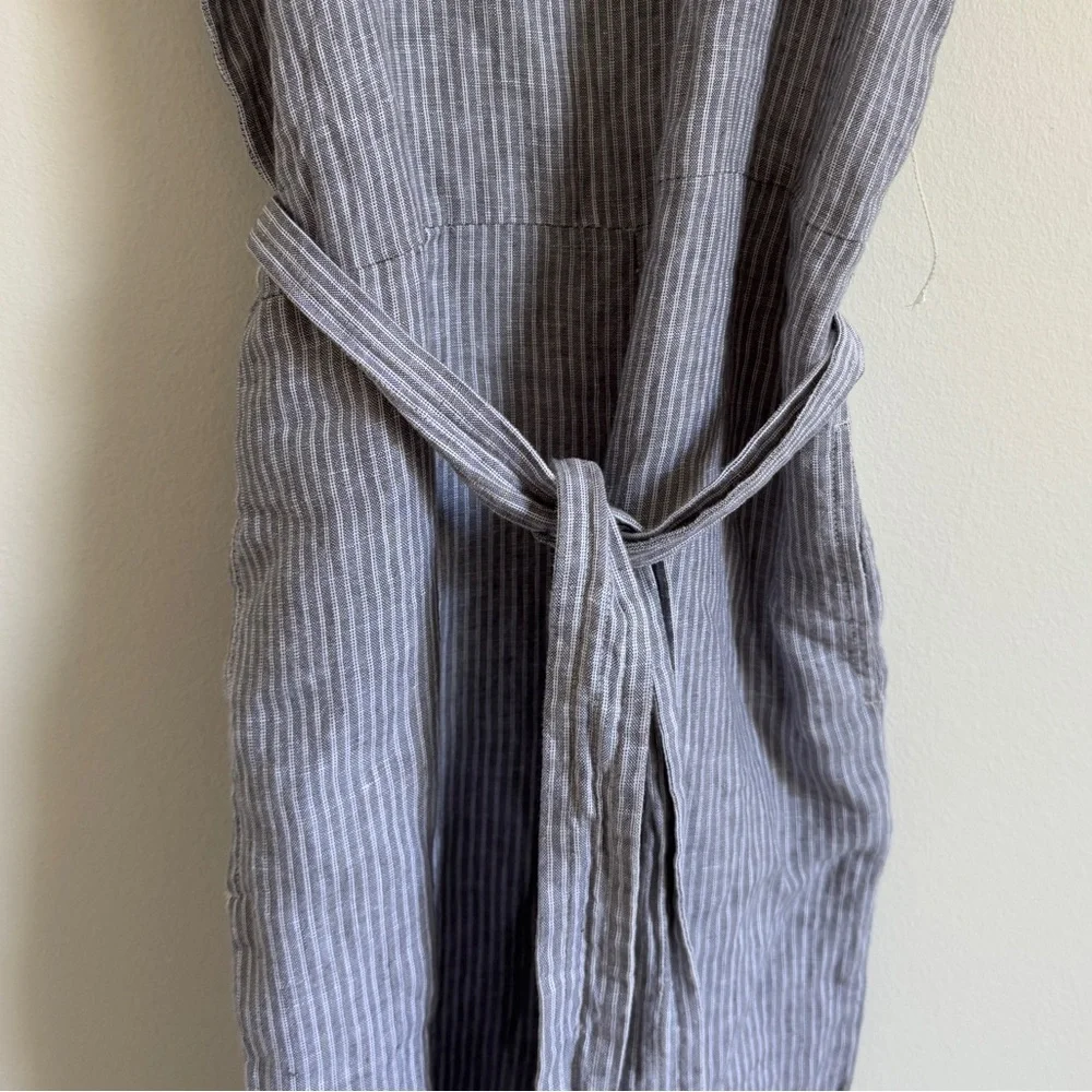 Everlane Linen Jumpsuit Square-neck Size 0 Striped Blue Summer Beach
